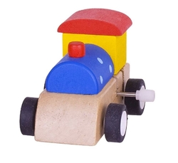Bigjigs Toys Dřevěná barevná mašinka na natahování 