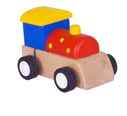 Bigjigs Toys Dřevěná barevná mašinka na natahování 
