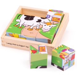 Bigjigs Toys Obrázkové kostky kubusy Zvířátka 9 kostek