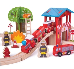  Bigjigs Rail Dřevěná vláčkodráha hasičská stanice