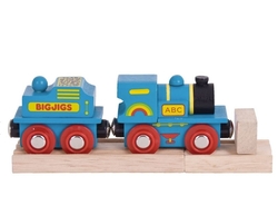  Bigjigs Rail Modrá mašinka s tendrem + 2 koleje