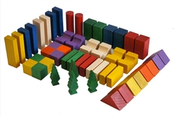 EkoToys Dřevěné kostky barevné 50 ks