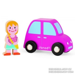 Janod Růžové auto s holčičkou