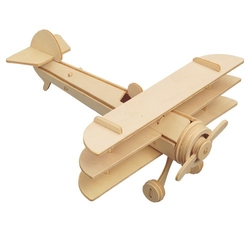 Dřevěné skládačky 3D puzzle - Letadlo trojplošník