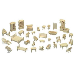 Dřevěné skládačky 3D puzzle nábytek - Nábytek SET