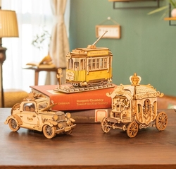 RoboTime dřevěné 3D puzzle Historická tramvaj
